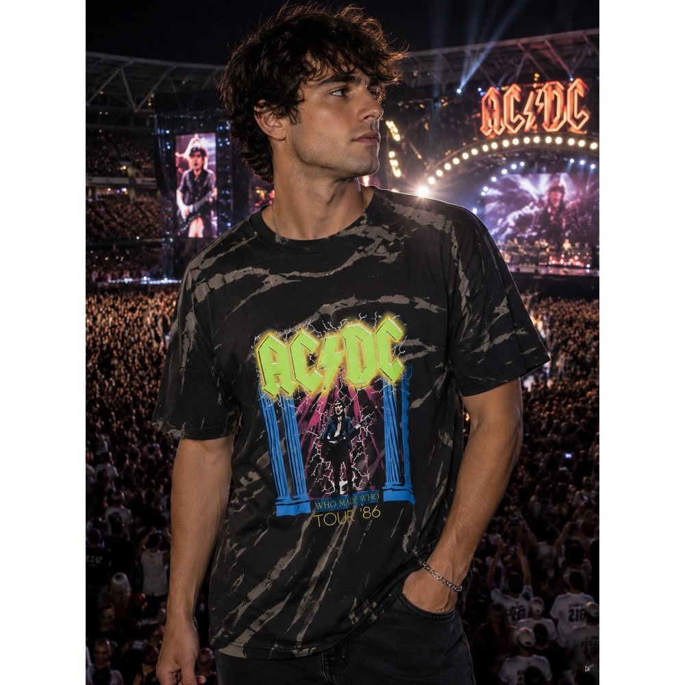 AC/DC Who Made Who‎ Reprint Tour Black Medium  Rock T-shirt -1893